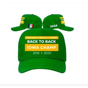 Donald Trump IOWA Back To Back Champs 2024 Farmers Hat Trucker Campaign